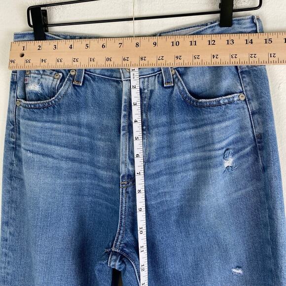 AG Alexxis Straight Jeans Size 28 Blue High Rise 10 Years Platform Blue Aged - Picture 14 of 15